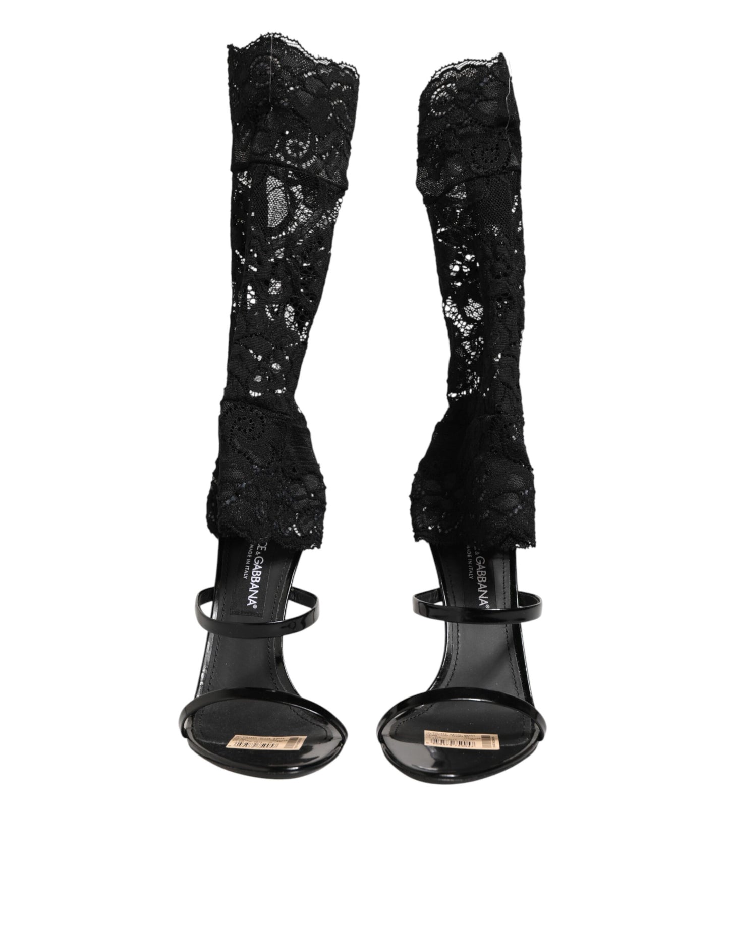 Dolce &amp; Gabbana Sandalen mit schwarzem floralem Spitzenpumps