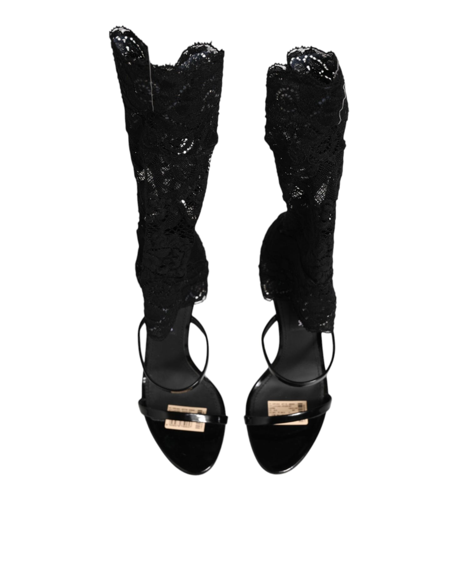 Dolce &amp; Gabbana Sandalen mit schwarzem floralem Spitzenpumps