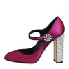 Dolce & Gabbana Pink Strass Mary Janes Heels Pumps Shoes