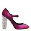 Dolce & Gabbana Pink Strass Mary Janes Heels Pumps Shoes