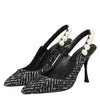 Dolce & Gabbana White Black Chevron Faux Pearl Slingbacks Shoes