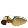 Dolce & Gabbana Green Leather T-STRAPS Heels Sandals Shoes