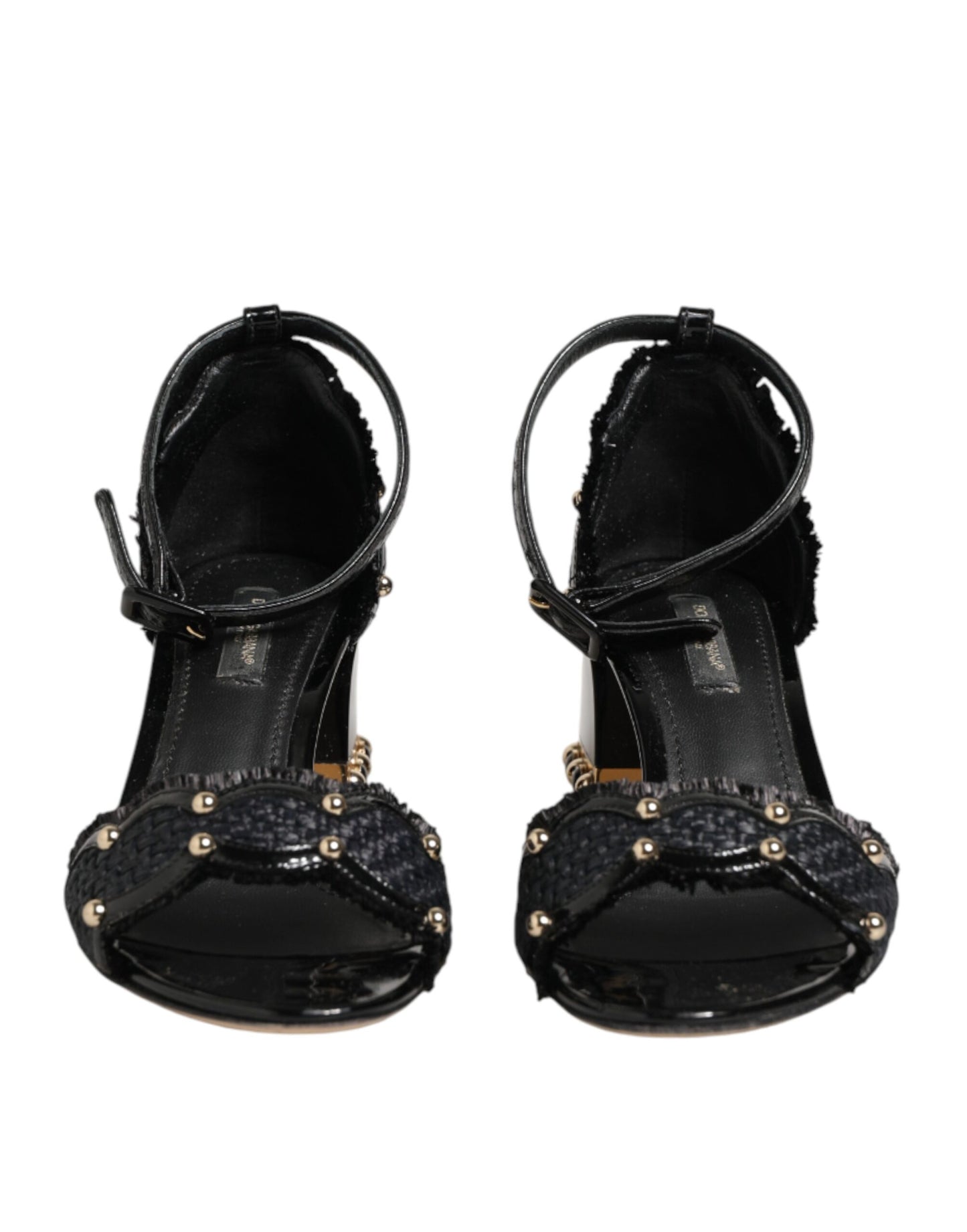 Dolce &amp; Gabbana Schwarze Sandalen mit Nieten und Knöchelriemen