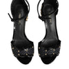 Dolce &amp; Gabbana Schwarze Sandalen mit Nieten und Knöchelriemen