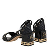 Dolce &amp; Gabbana Schwarze Sandalen mit Nieten und Knöchelriemen