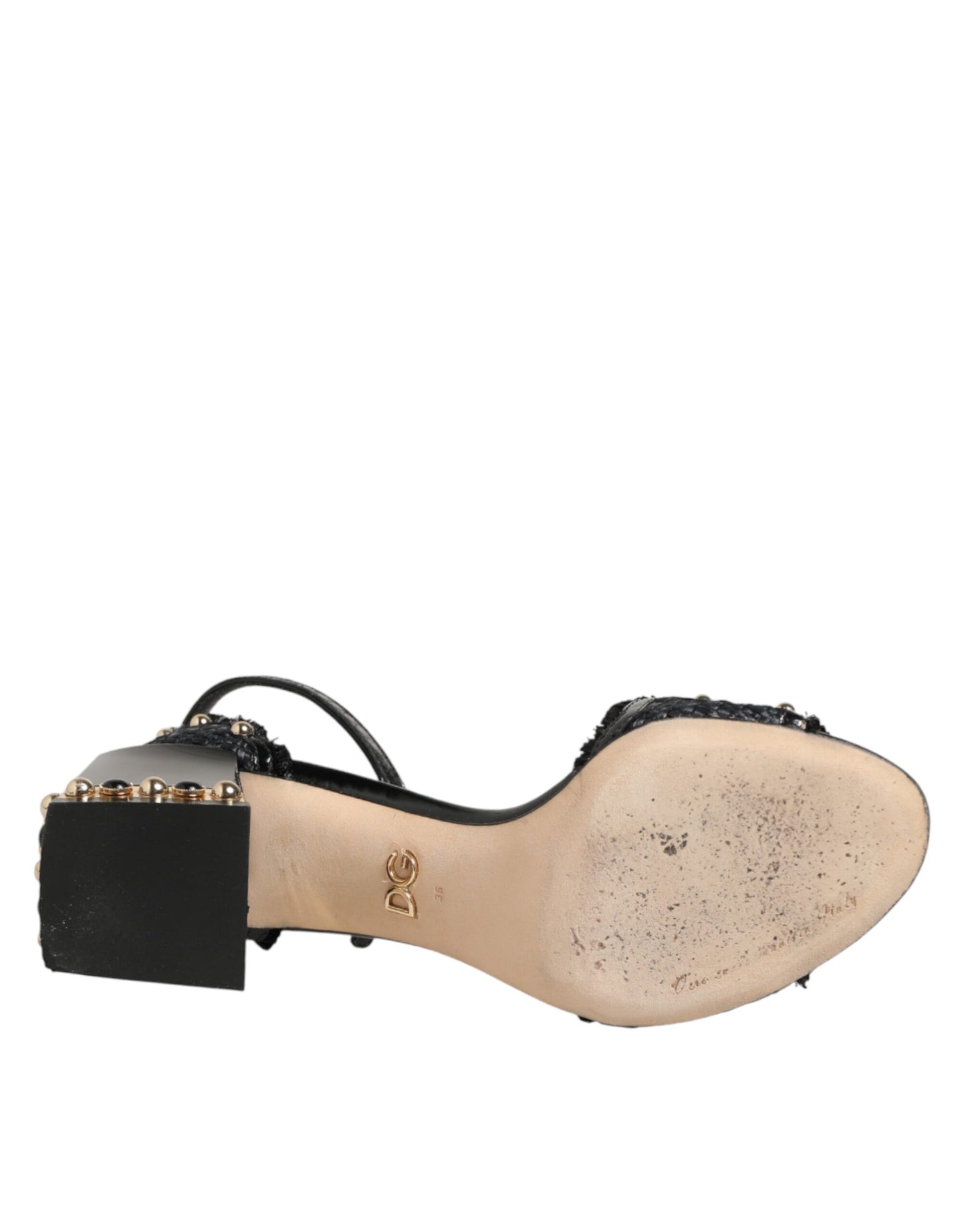 Dolce &amp; Gabbana Schwarze Sandalen mit Nieten und Knöchelriemen