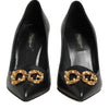 Dolce & Gabbana Black Leather DG Amore Heels Pumps Shoes