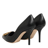 Dolce & Gabbana Black Leather DG Amore Heels Pumps Shoes