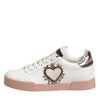 Dolce & Gabbana White Leather Sacred Heart Sneakers Shoes