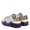 Dolce &amp; Gabbana Weiße und Lila Leder-Sneaker Low Top