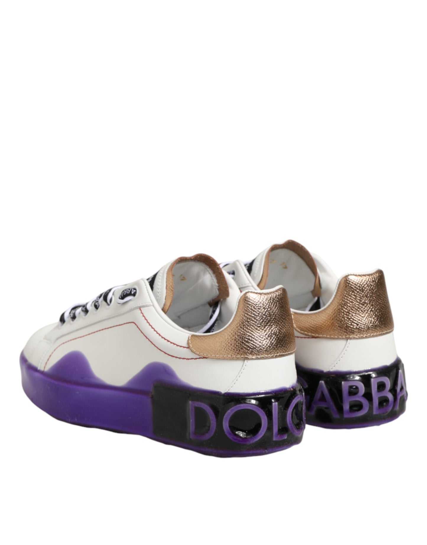 Dolce &amp; Gabbana Weiße und Lila Leder-Sneaker Low Top