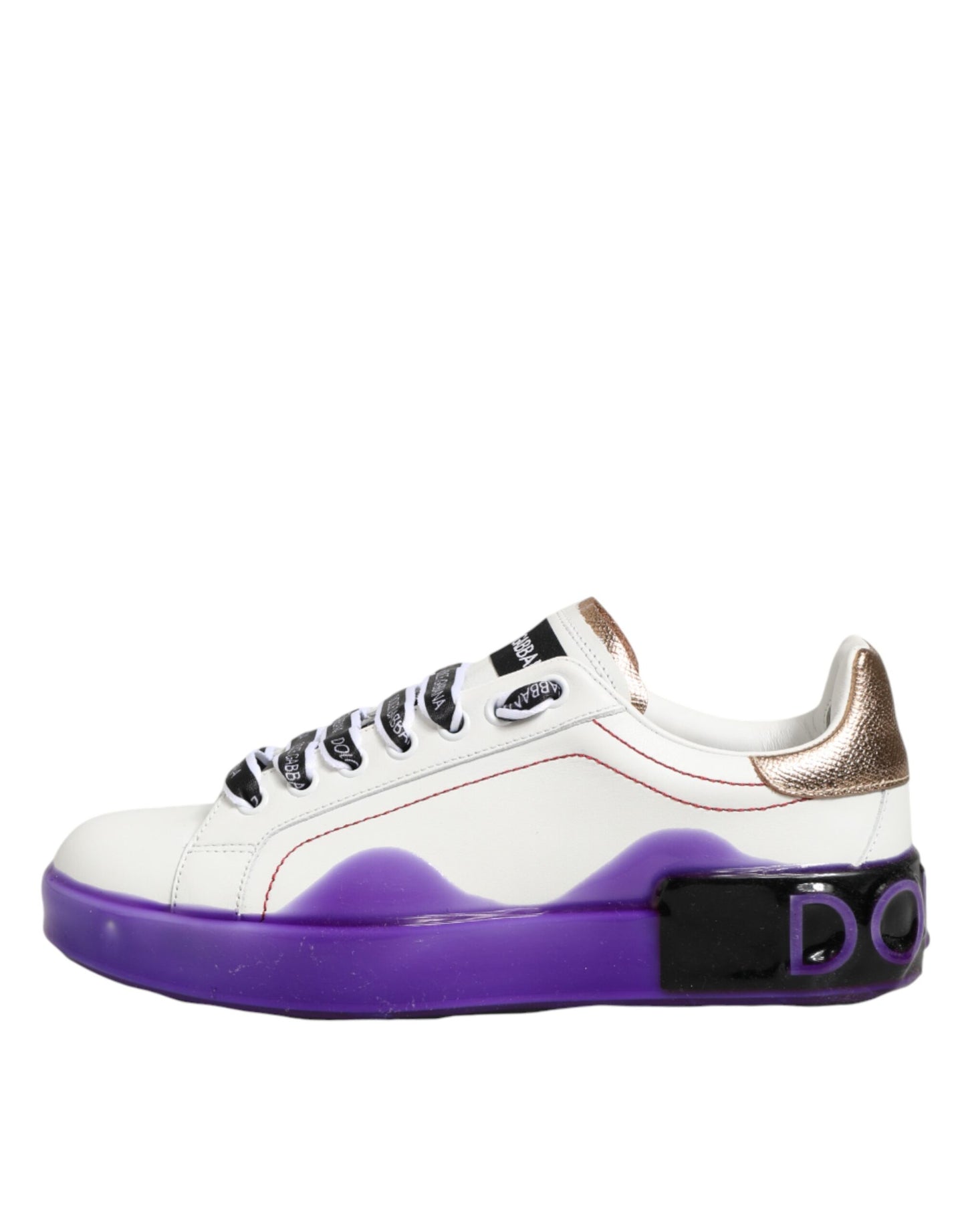 Dolce &amp; Gabbana Weiße und Lila Leder-Sneaker Low Top