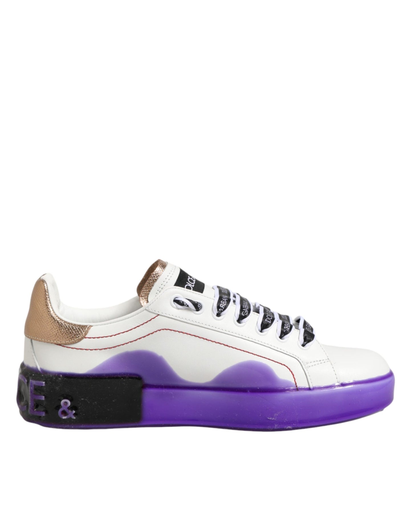 Dolce &amp; Gabbana Weiße und Lila Leder-Sneaker Low Top