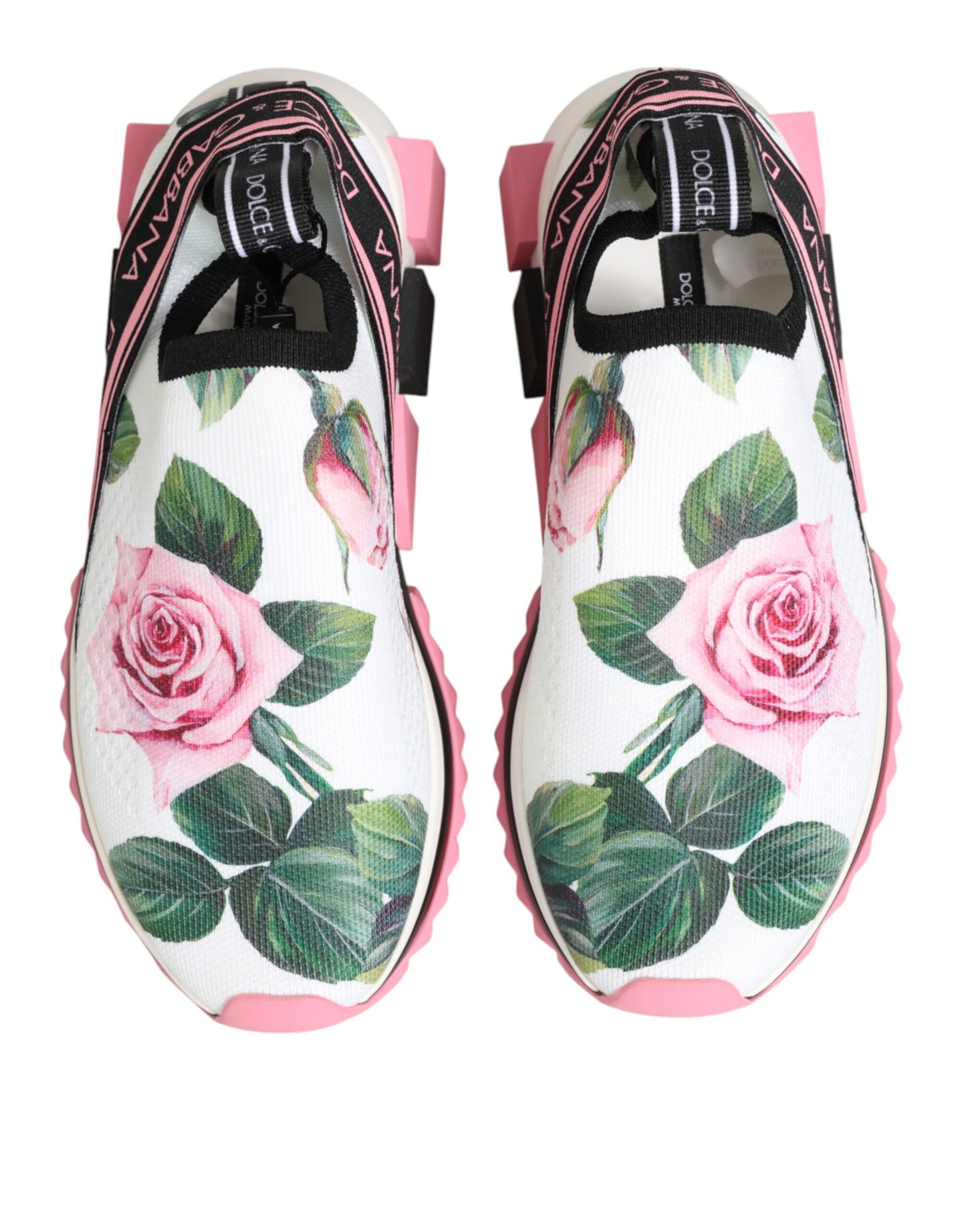 Dolce &amp; Gabbana Sorrento Sneakers mit weißem Rosenprint