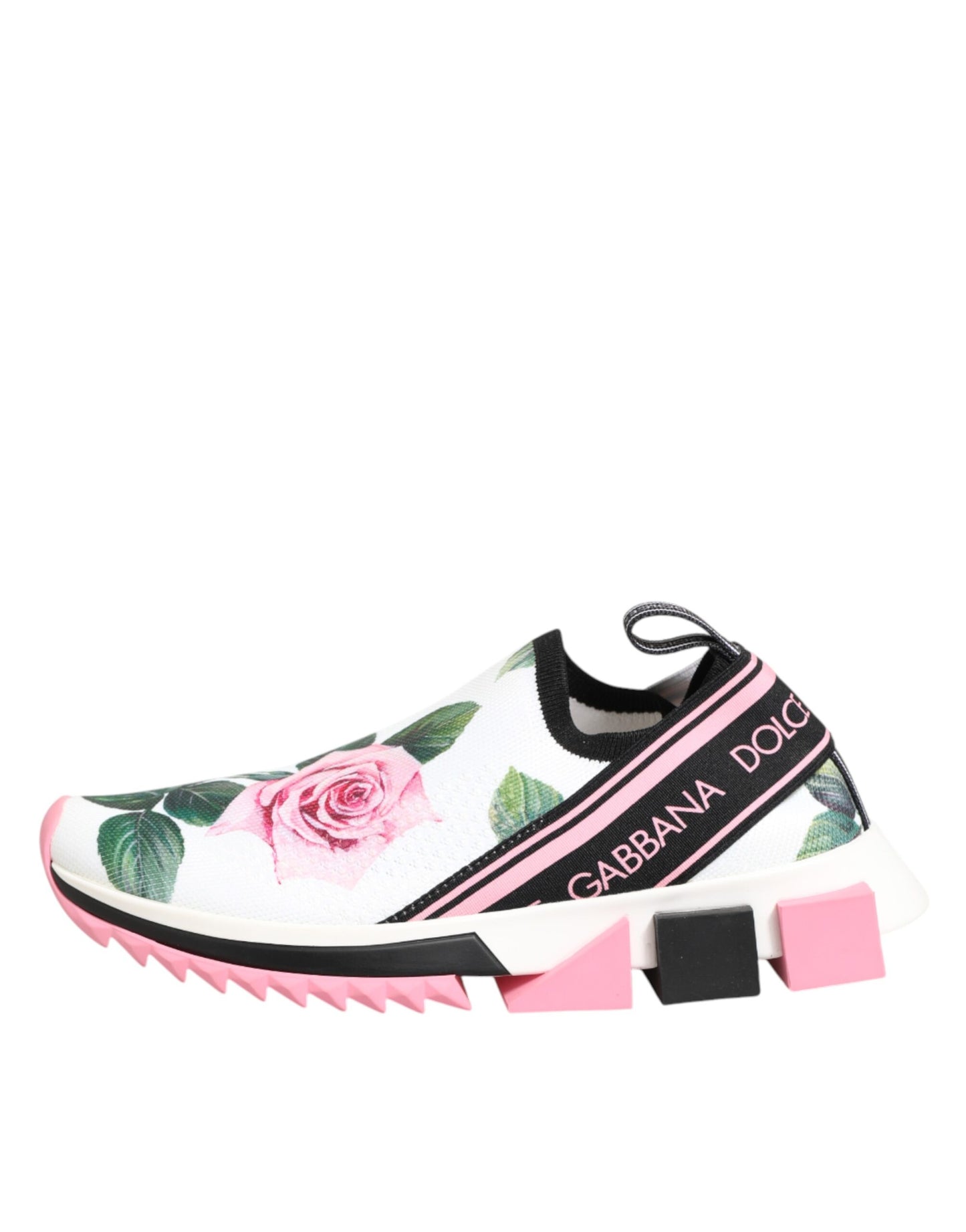 Dolce &amp; Gabbana Sorrento Sneakers mit weißem Rosenprint