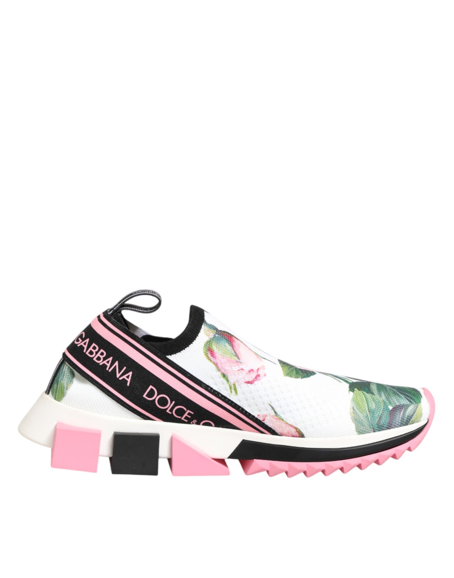 Dolce &amp; Gabbana Sorrento Sneakers mit weißem Rosenprint