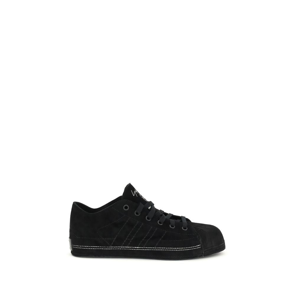 Y-3 Schwarze Leder-Sneaker (niedriger Schaft)