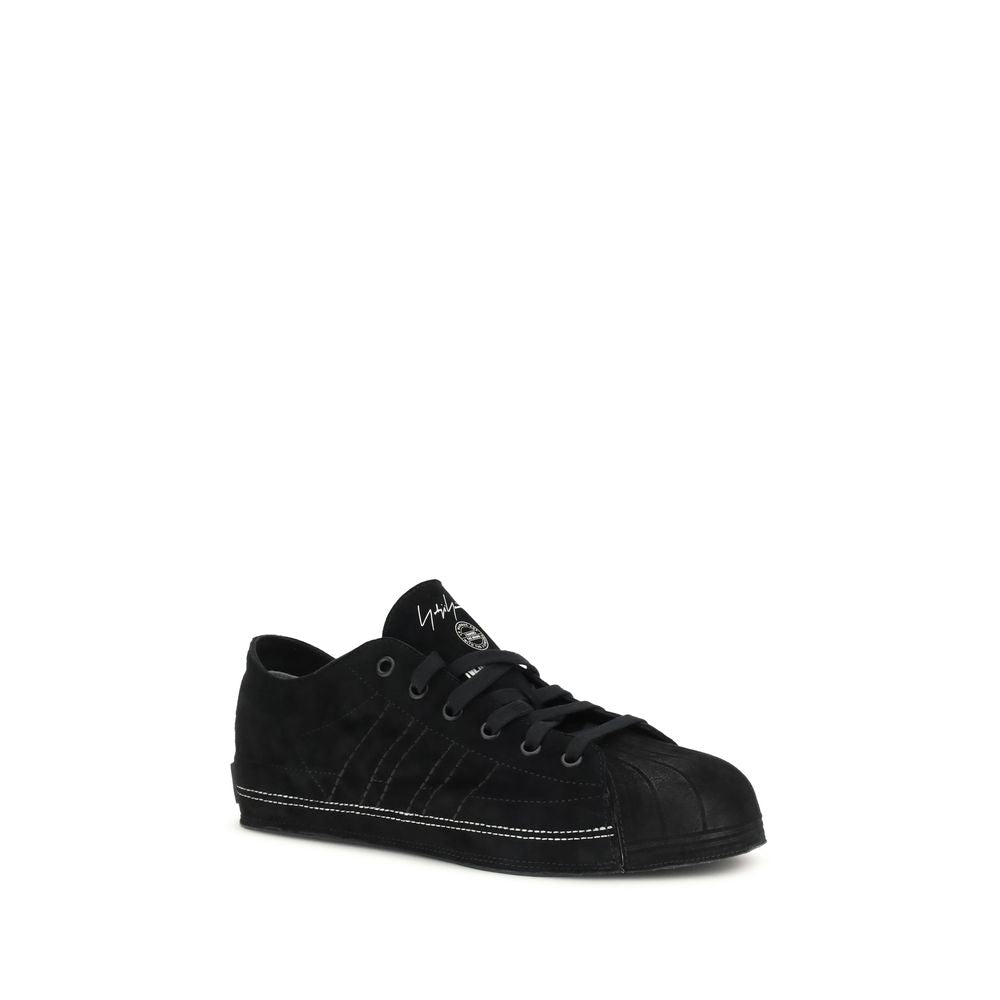 Y-3 Schwarze Leder-Sneaker (niedriger Schaft)
