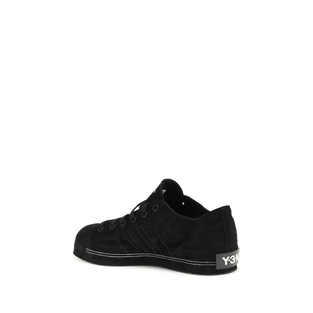 Y-3 Schwarze Leder-Sneaker (niedriger Schaft)