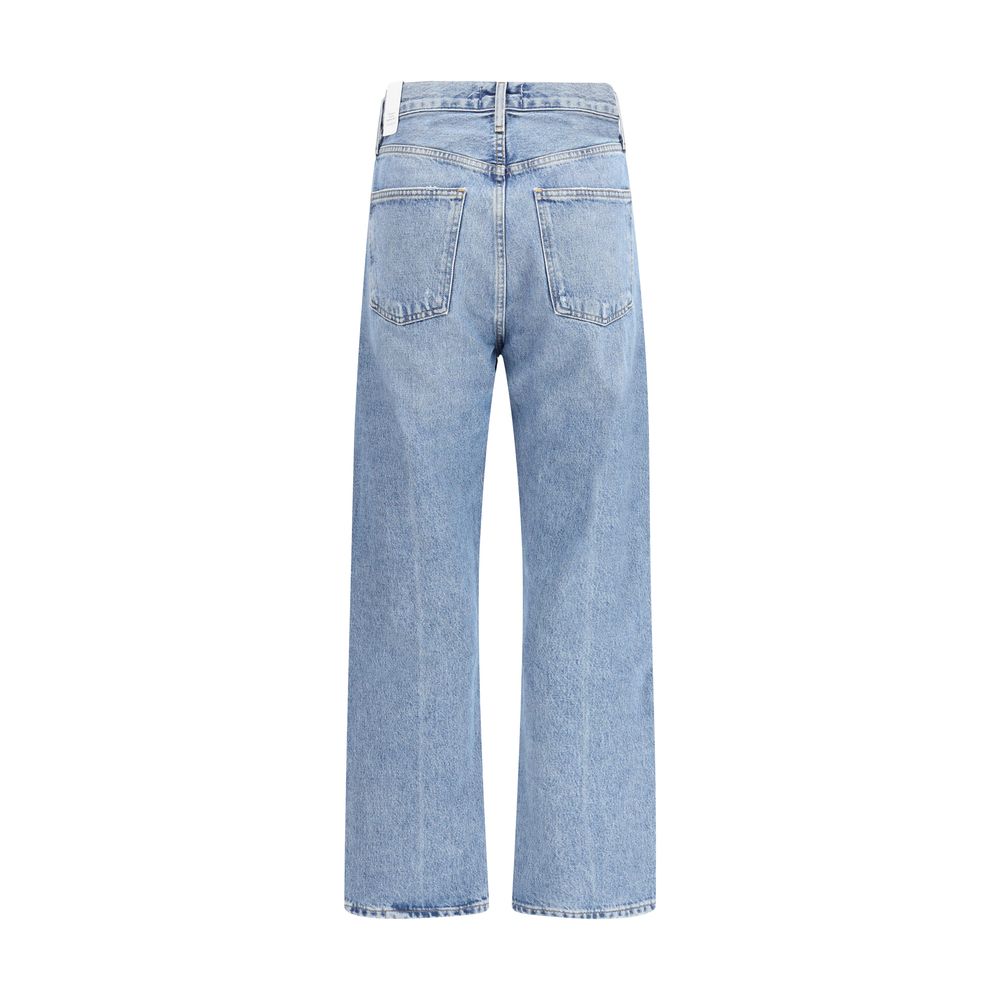 Agolde Light Blue Cotton Relaxed Fit Jeans