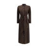 Ella Brown Silk Casual Dress
