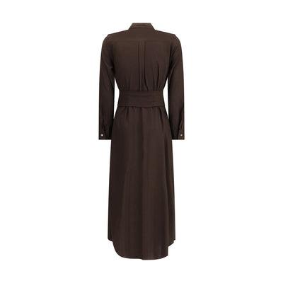 Ella Brown Silk Casual Dress