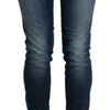 Acht Cotton Blue Washed Low Waist Skinny Cropped Jeans