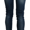 Acht Cotton Blue Washed Low Waist Skinny Cropped Jeans