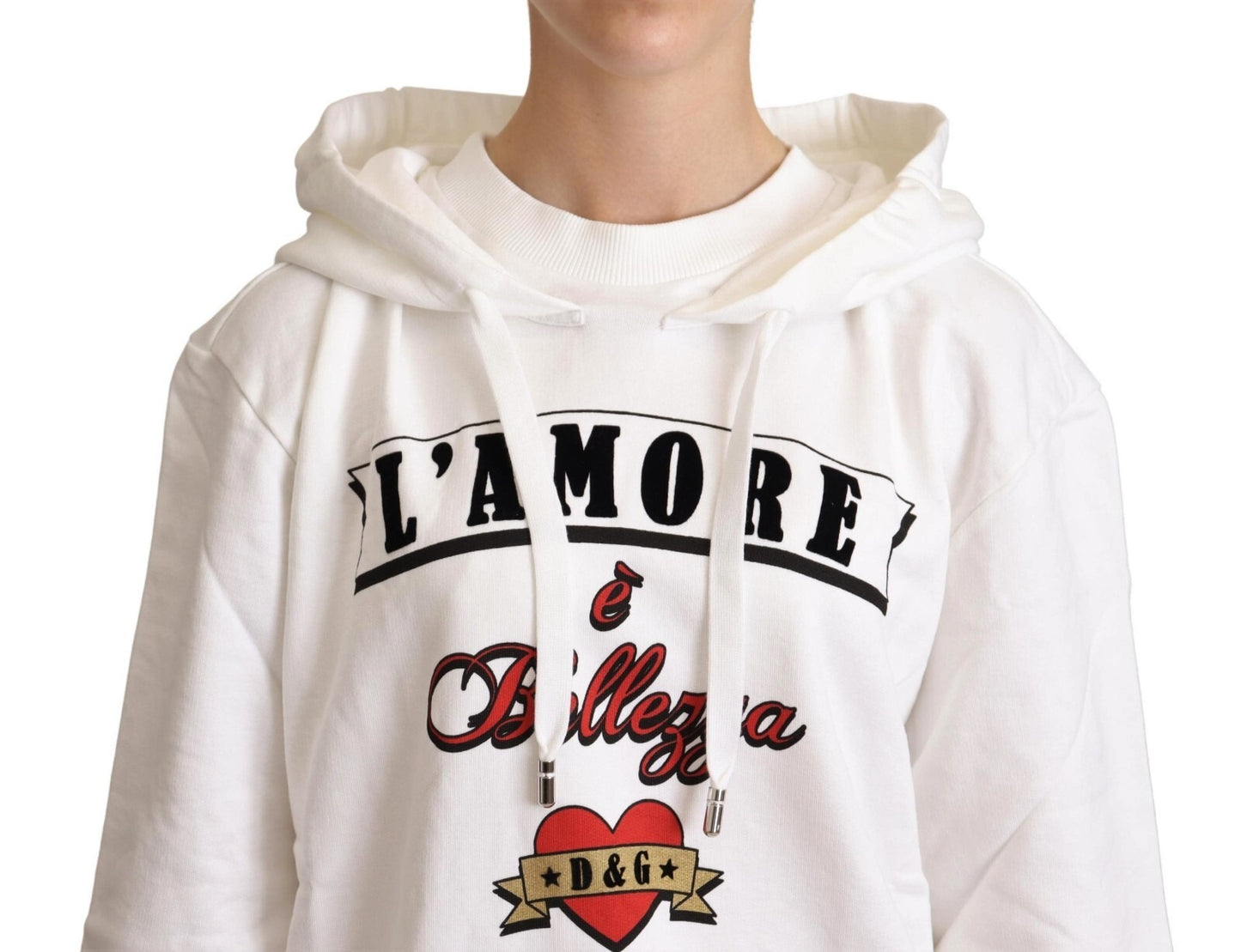 Weißer Kapuzenpullover L'Amore von Dolce &amp; Gabbana