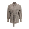 Brunello Cucinelli Brown Fleece Wool Pattern Shirt