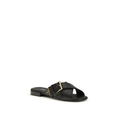 Prada Bos Taurus Sandalen aus schwarzem Kalbsleder