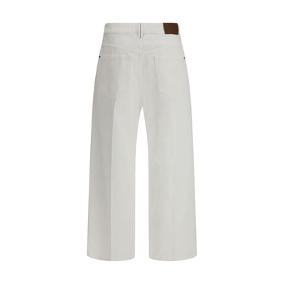 Brunello Cucinelli Weiße Baumwoll-Cropped-Jeans