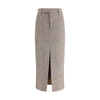 Brunello Cucinelli Brown Fleece Wool Long Skirt