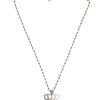 Dolce & Gabbana Silver Tone Brass Chain Crown Crystal Pendant  Necklace