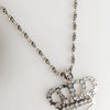 Dolce & Gabbana Silver Tone Brass Chain Crown Crystal Pendant  Necklace