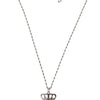 Dolce & Gabbana Silver Tone Brass Chain Crown Crystal Pendant  Necklace