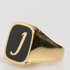Dolce & Gabbana Gold-Tone Real Brass Black Enamel "J" Adjustable Rings