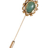 Dolce & Gabbana Gold Tone Green Stone Antique Men Accessory Brooch Pin