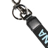 Dolce & Gabbana Black Blue Logo Polyester Brass Holder Keychain Keyring
