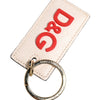 Dolce & Gabbana White Calf Leather D&G Logo Metal Ring Keychain Keyring