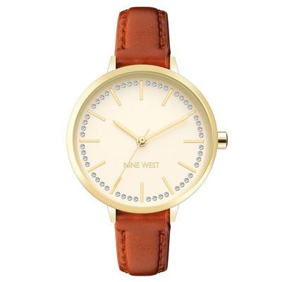 Nine West Brown Leather Dress Watch