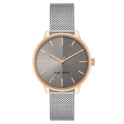 Nine West Gray Stainless Steel Bracelet Watch