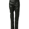 Dsquared² Black Full Grain Leather Mid Waist Trouser Pants