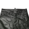 Dsquared² Black Full Grain Leather Mid Waist Trouser Pants