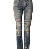 Dolce & Gabbana Blue Tattered Men Skinny Denim Trouser Jeans