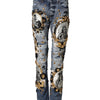 Dolce & Gabbana Blue Ripped Embellished Cotton Denim Jeans