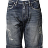 Dolce & Gabbana Blue Cotton Distressed Denim Bermuda Shorts