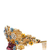 Dolce & Gabbana Gold Brass Crystal Floral Hortensia Crown Headband Tiara