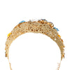 Dolce & Gabbana Gold Brass Crystal Floral Hortensia Crown Headband Tiara