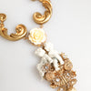 Dolce & Gabbana Gold Ceramic Crystal Cherub Baroque Pendant Necklace